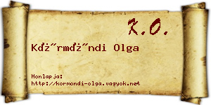 Körmöndi Olga névjegykártya